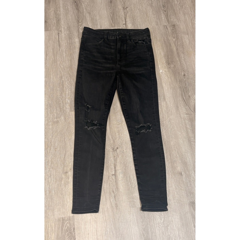 American Eagle Super Hi-Rise Jegging Black Distressed Jeans Ne(x)t Level 4 Short
